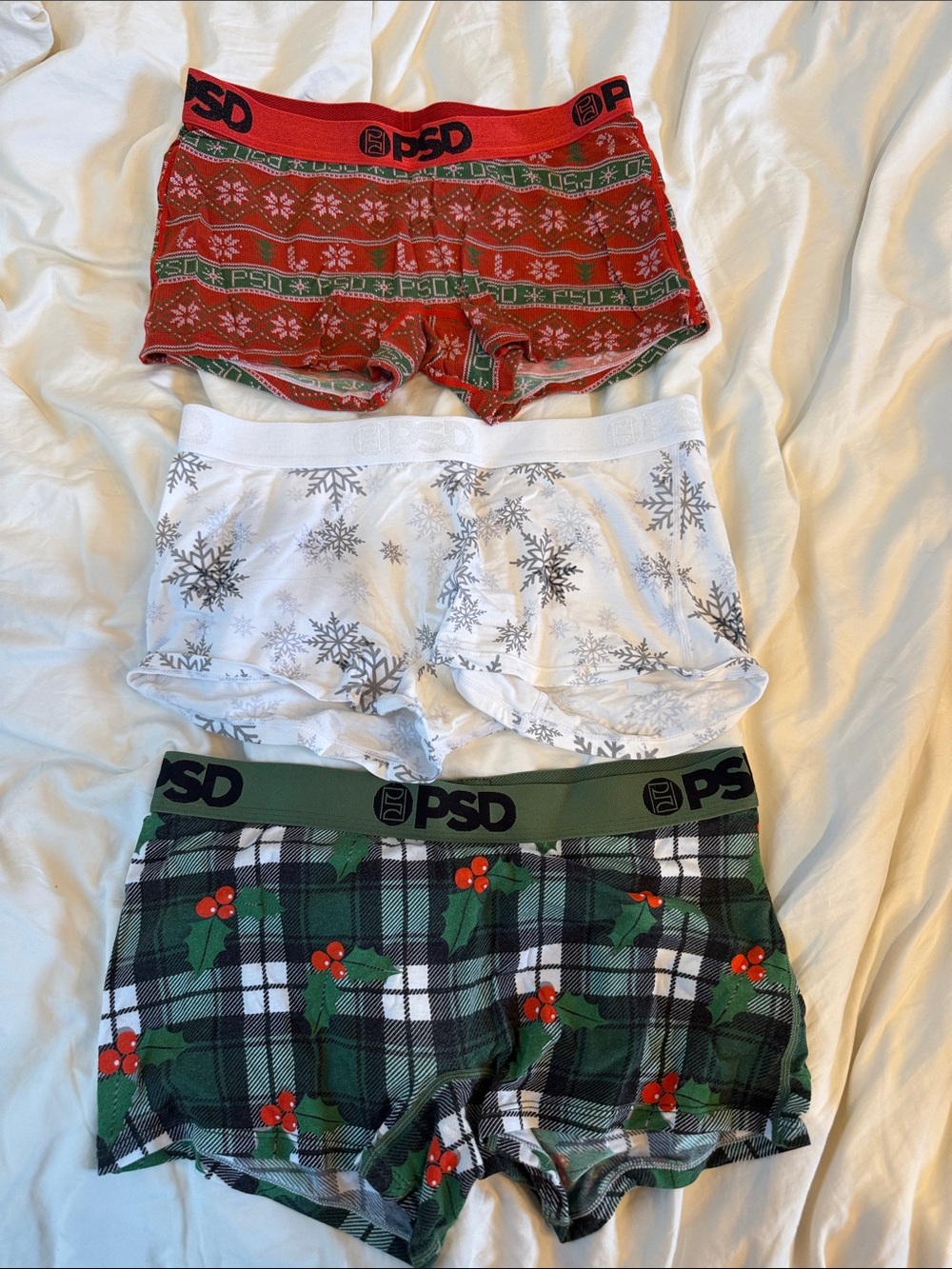 PSD Festive Trio Boxer Briefs in Red, White, Green